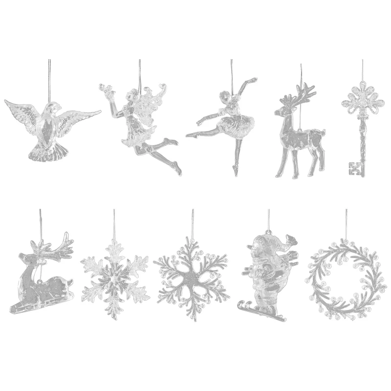 

Christmas Acrylic Transparent Pendant Elk Snowman Snowflake Hanging Ornament