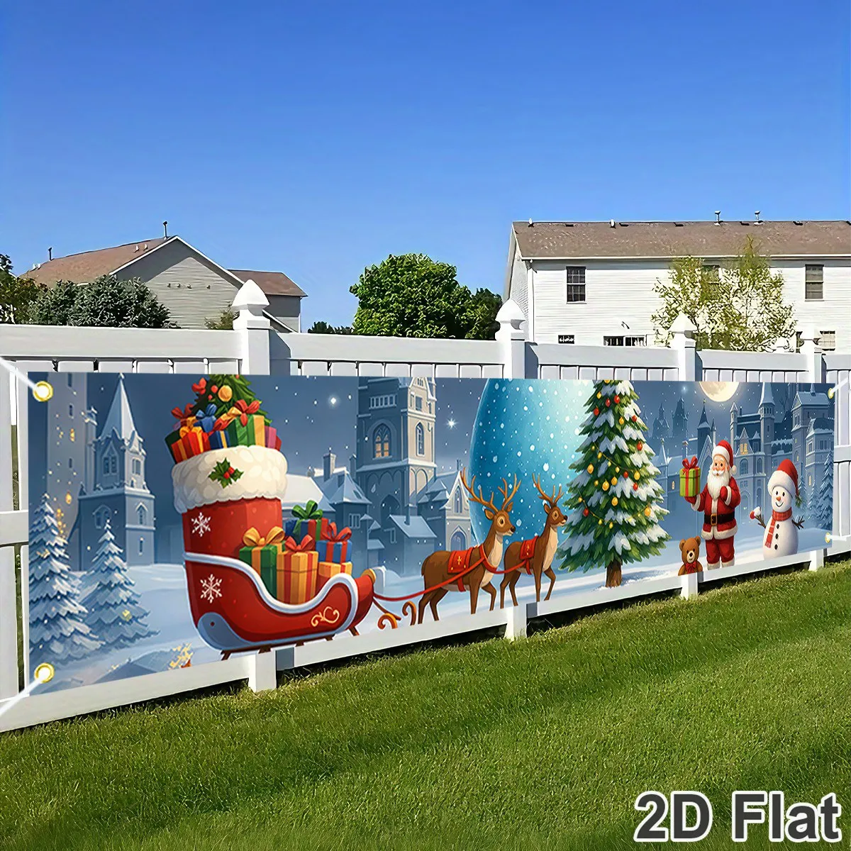 Christmas Party Backdrop Banner Santa Snowman Print Polyester Hanging Banner Christmas Decoration for Home 2026 Festive Supplies