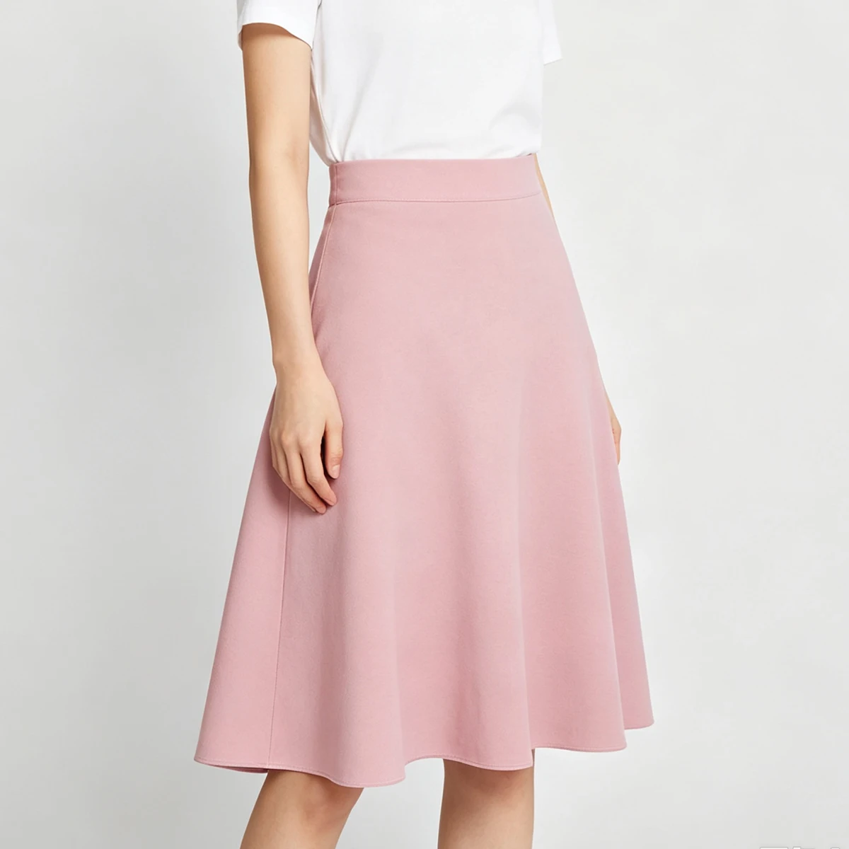 SISHION Summer Women Skirt High Waisted Female Midi Length Bottoms Casual Pink Skirts Saia SS0031