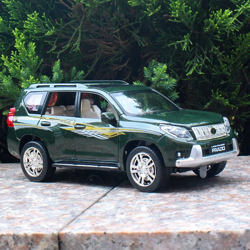 1:24 Land Cruiser Prado vehículo todoterreno Diecast Metal aleación modelo coche sonido luz tirar hacia atrás colección niños juguete para regalo