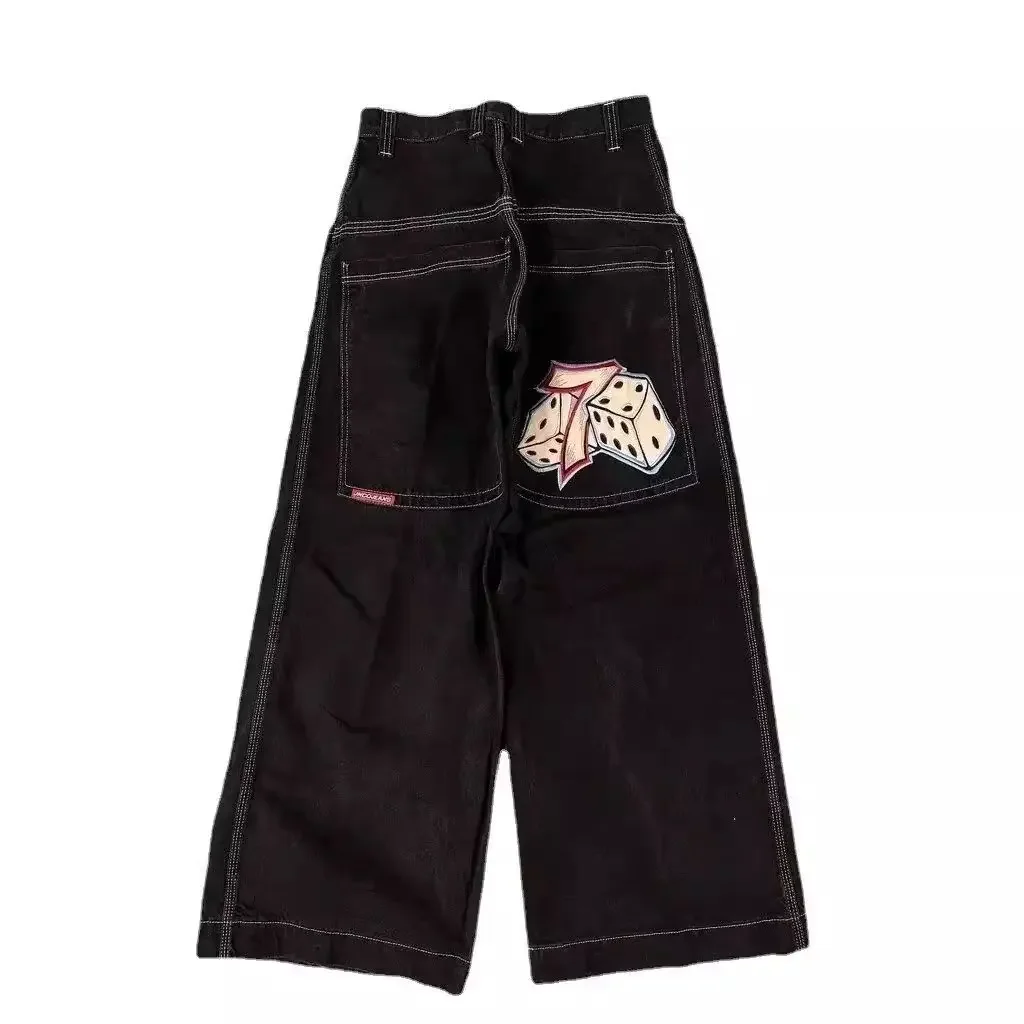 Y2K hip-hop harajuku JNCO series embroider graphic jeans for men casual loose high-quality denim 2024 new street wide leg pants