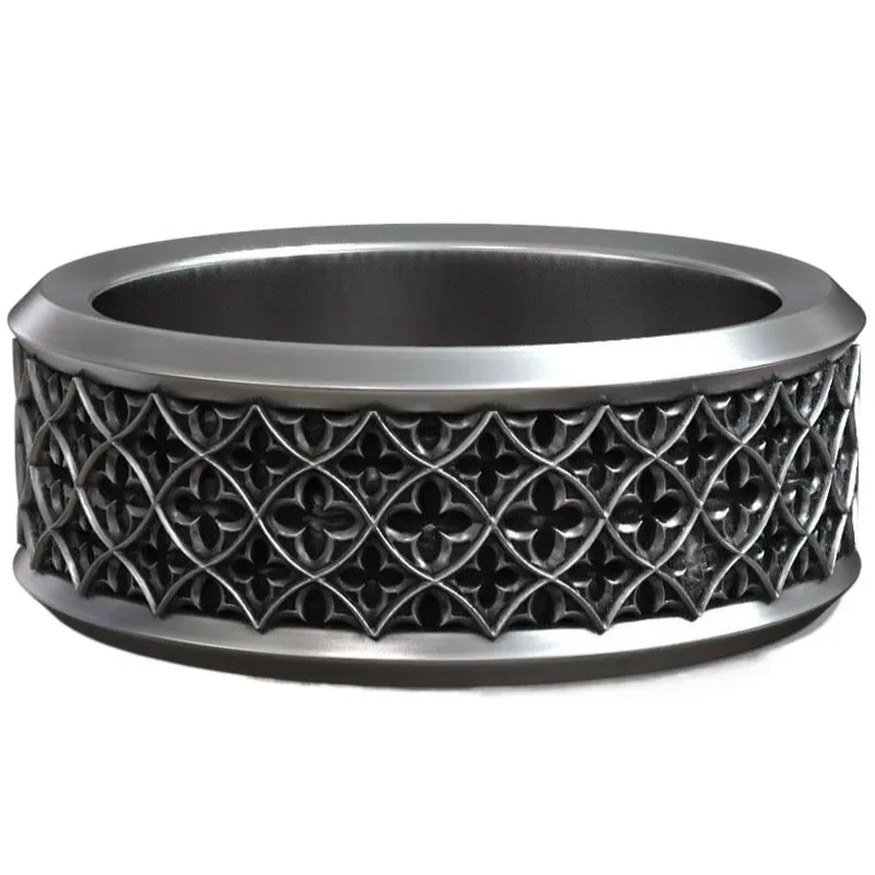 

12.5g Goth Wedding Band Oxidized Vintage Gothic Couple Gold Ring Customized 925 Solid Sterling Silver Many Sizes 6-12