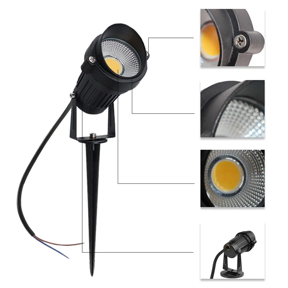 

LED Waterproof Outdoor Cob Spotlight Stake Lights Durable Lawn Lamp Yard Garden Landscape Floodlight Warm Light