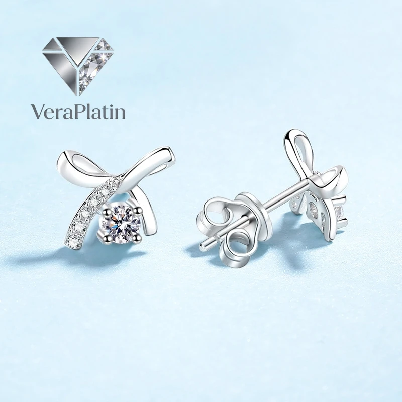 

ВераПлатин Подарок на день рождения для дочери: серьги из белого золота 18 карат с муассанитом 0.2 карата (PT950) для девушки на День святого Валентина, женские, для свадьбы