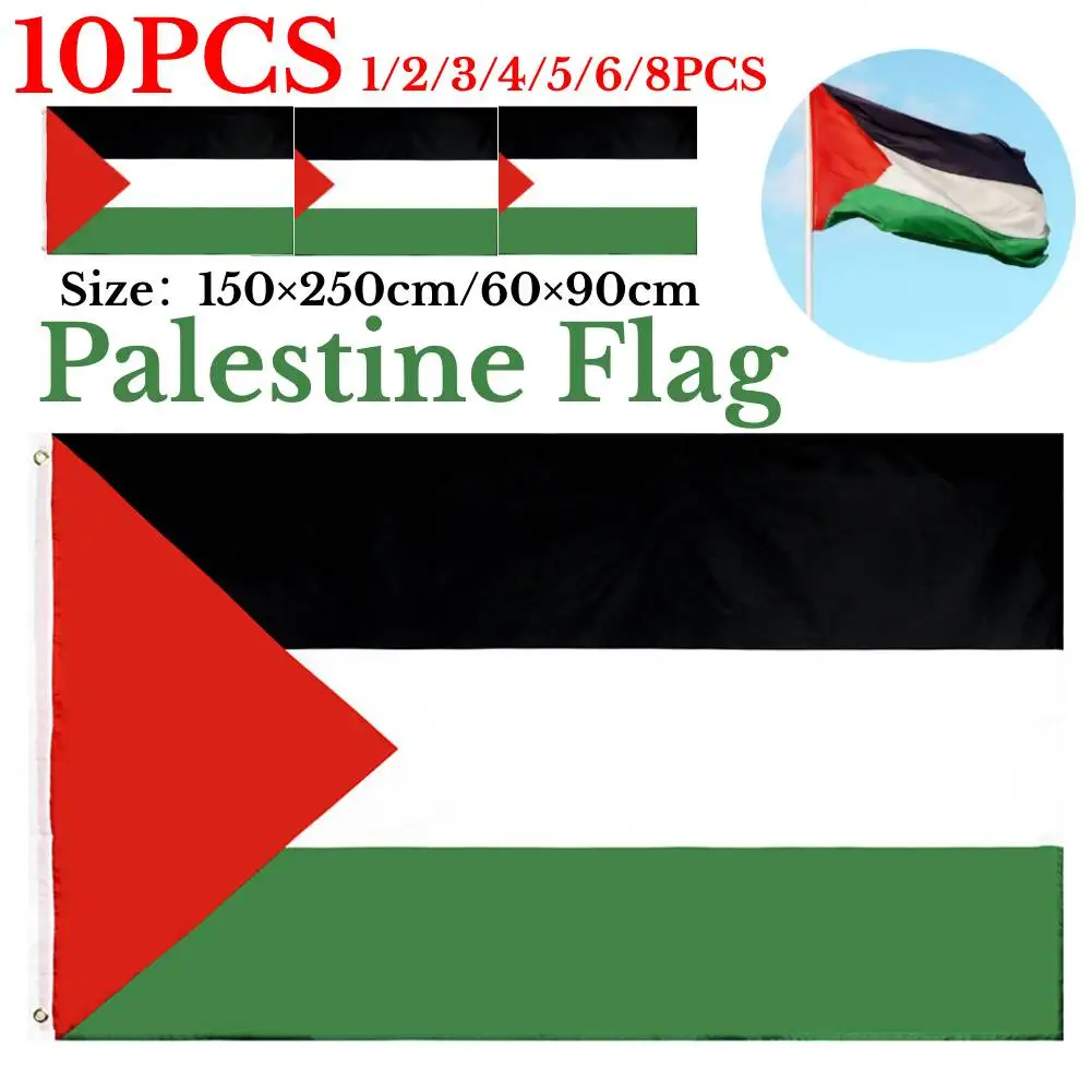 1-10PCS 150×250cm Large Palestine Flag  60×90cm Palestine Flag Polyester Gaza Palestinian Banner Hanging Palestinian Flag