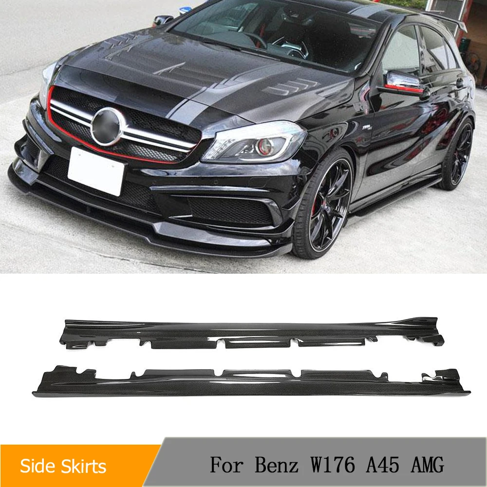 Carbon Fiber Side Skirt for Mercedes Benz W176 A200 A250 A45 AMG 2013-2018 Side Door Bumper Extensions Lip