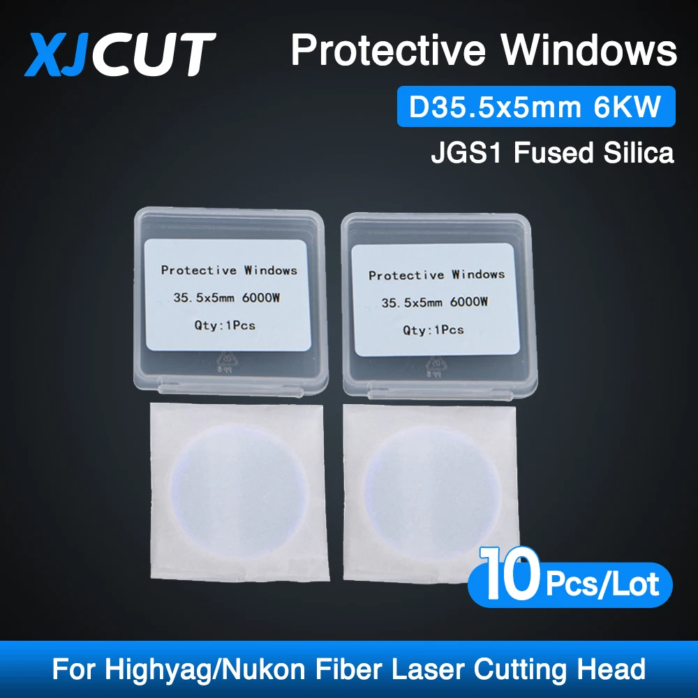 XJCUT 10Pcs/Lot Protective Windows/Mirrors/Glass 35.5x5mm 6000W Optical Lens For Highyag/Nukon Fiber Laser Cutting Machine