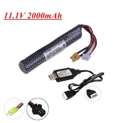 Batería de iones de litio 3S 11,1 V 2000mAh 25c/USB para pistola eléctrica de Gel de agua, pistola de juguete, balas de cuentas ecológicas