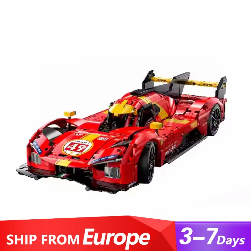 Conjunto técnico de carro modelo esportivo de chama, kits de carro de corrida 1:10, modelo 1518 peças, blocos de construção, amantes de carros e fãs de carros musculares