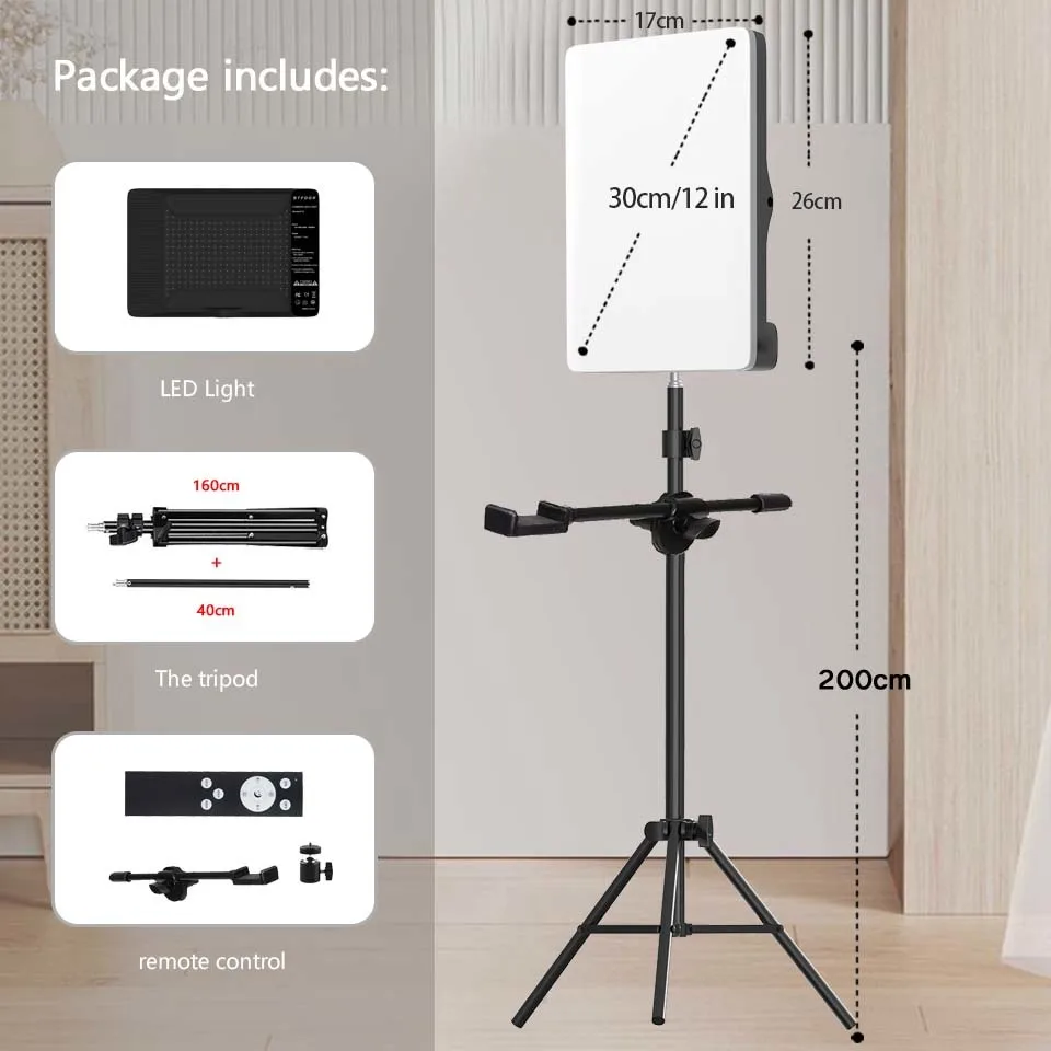 Fotostudio LED 3000k-6500k Video-invullamp Lichtpaneel Fotografieverlichting met statief Lange arm EU-stekker voor livestream