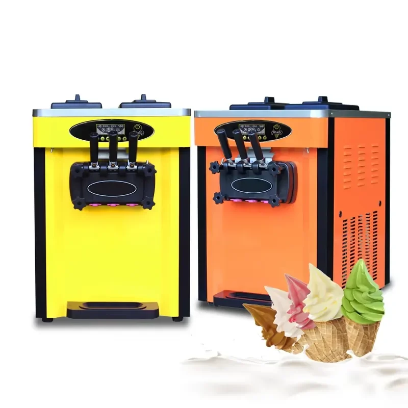Multi-Color Commercial Ice Cream Machine for Automatic Three-Flavor Soft Serve Ice Cream Making New Design