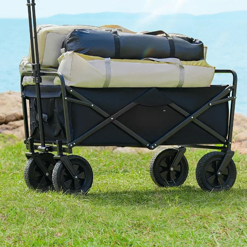 Camping cart hand push outdoor folding  trailer picnic children can lie down express travel