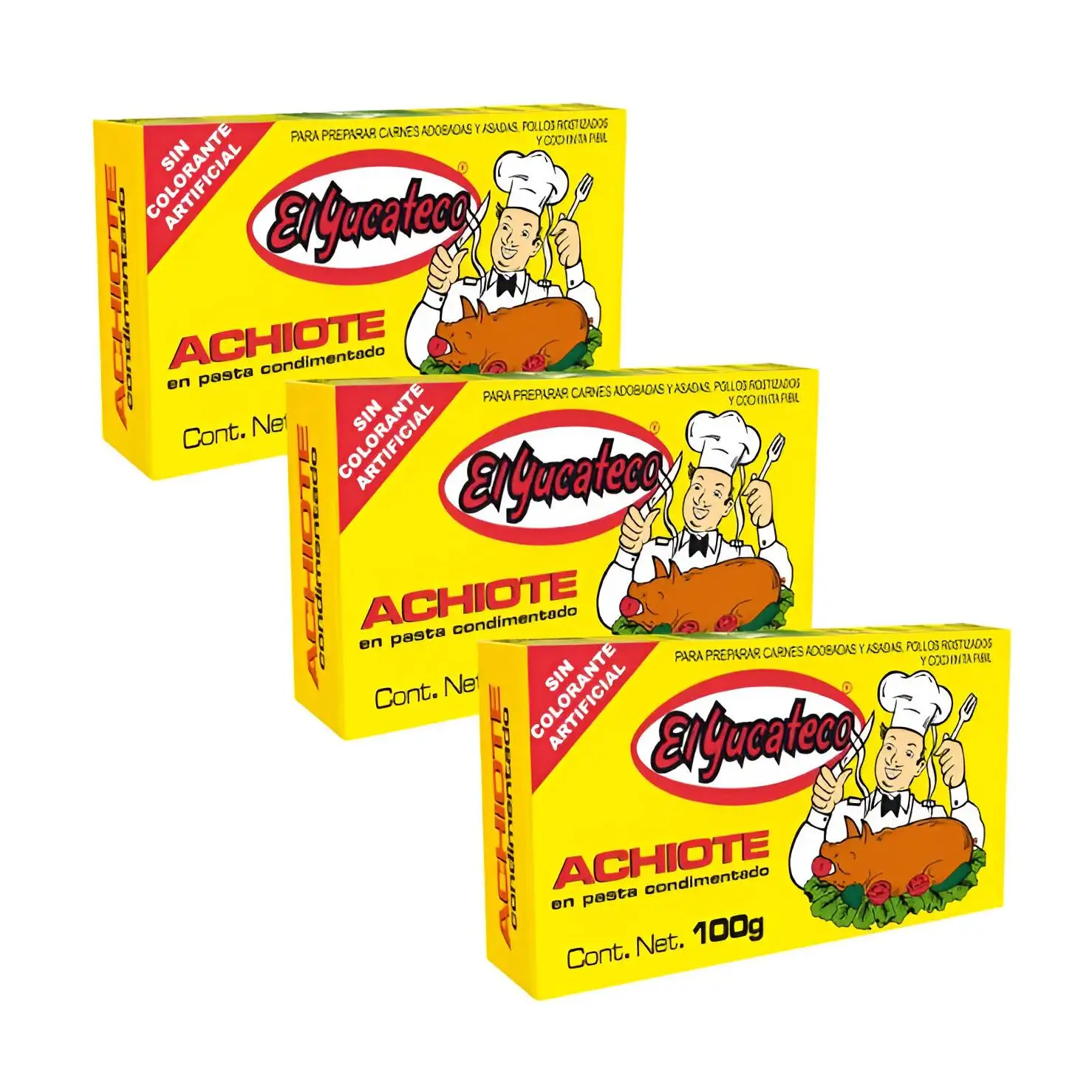 Pack 3 El Yucateco Achiote 100g- En pasta condimentado