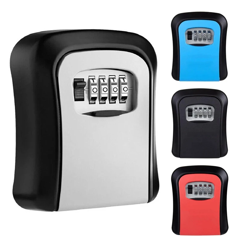 4-Digit Combination Code Lock Secret Key Safe Box Wall Mounted Anti Theft Key Case Home Waterproof Office Safety Key Storage Box