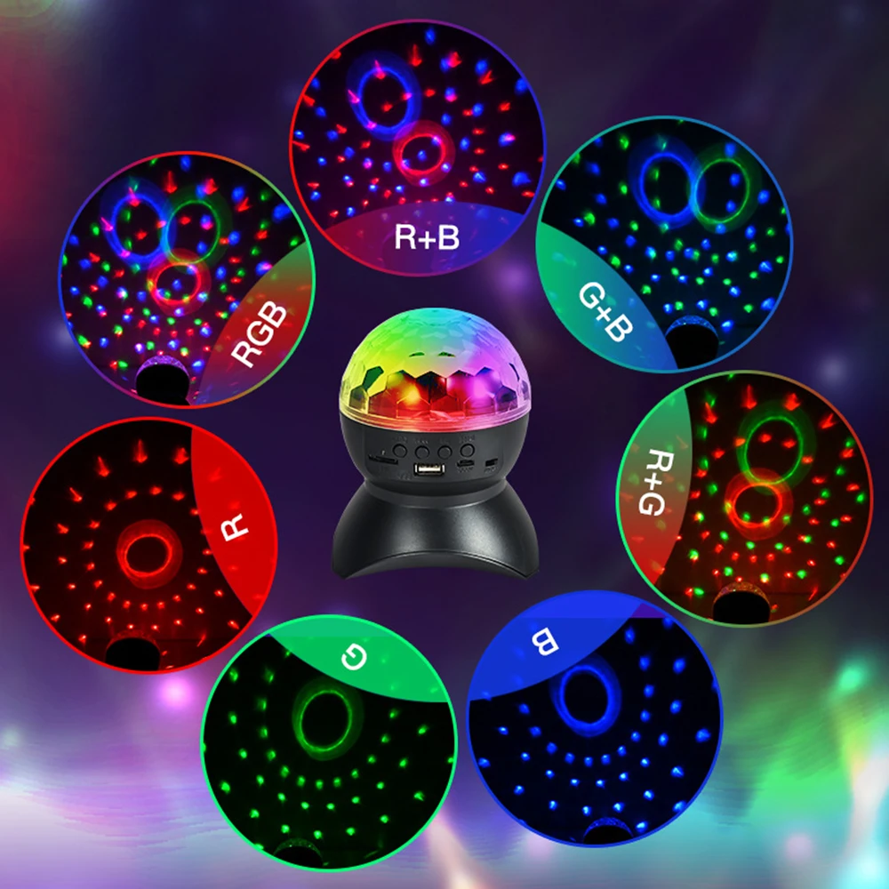 Imagem -04 - Música sem Fio Bluetooth Rotating Stage Light Rgb Strobe Laser Projector dj Speakers Disco Ball Recarregável Party