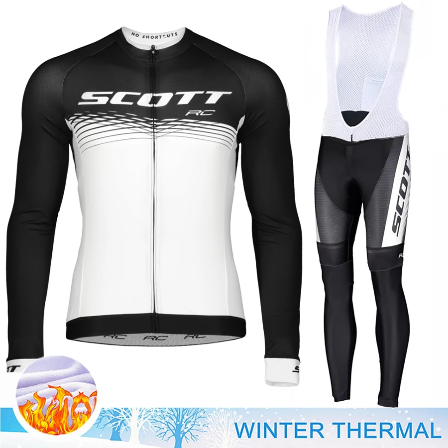 SCOTT Jersey Cycling Men's Clothing 2023 Road Bike Uniform Winter Thermal Fleece Bib Suit Pro Jacket Mtb Pants Man Shirt Male