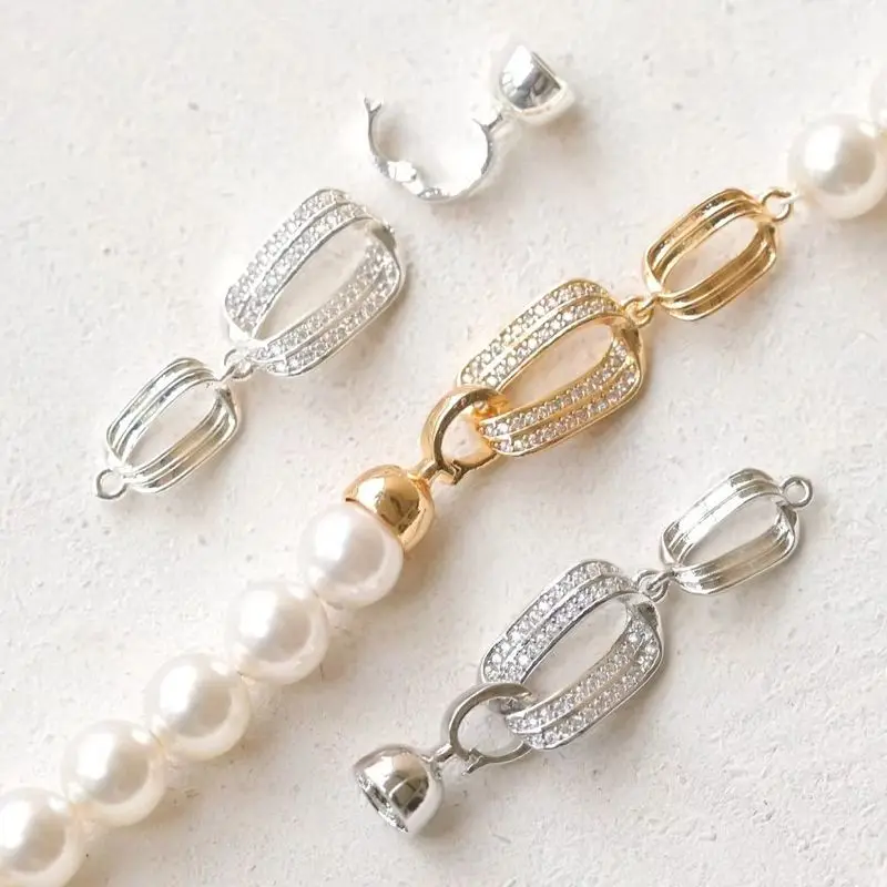 

1PCS 41.8x10.4mm 14K Gold Color Slightly Inlaid Light Luxury Exquisite Twisted Beaded Buckle DIY Handmade Charm Accessories