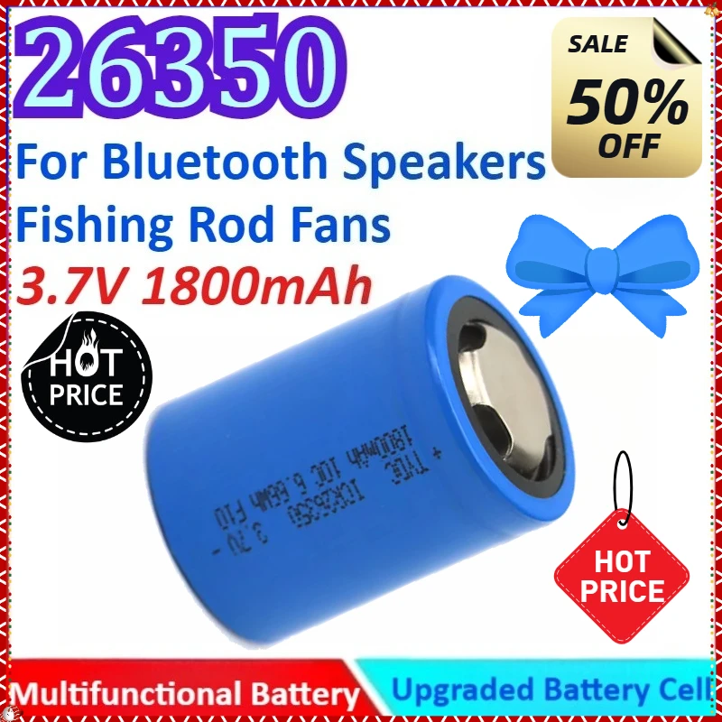 

1800mAh 26350 3.7V Multifunctional General-purpose Lipo Battery for Bluetooth Speakers / Fishing Rod Fans Rechargeable Battery