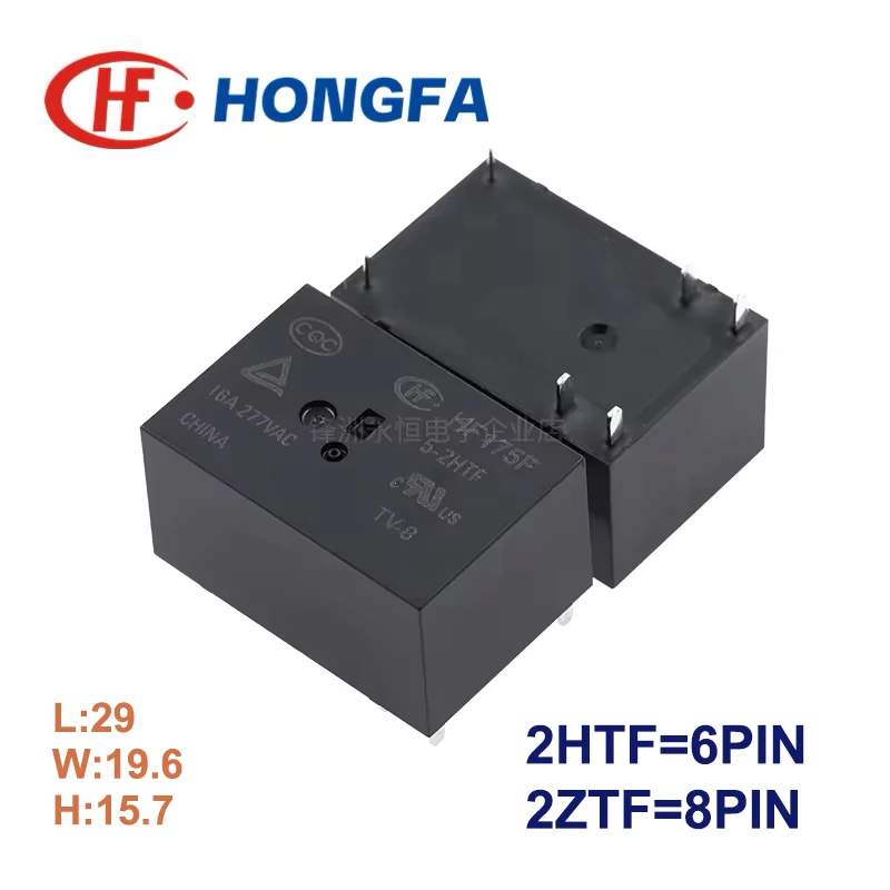 1Pcs HONGFA Relay HF175F-5-2HTF HF175F-12-2HTF HF175F-24-2HTF HF175F-12-2ZTF 6Pin 8Pin 16A 5V 12V 24V Power Relay