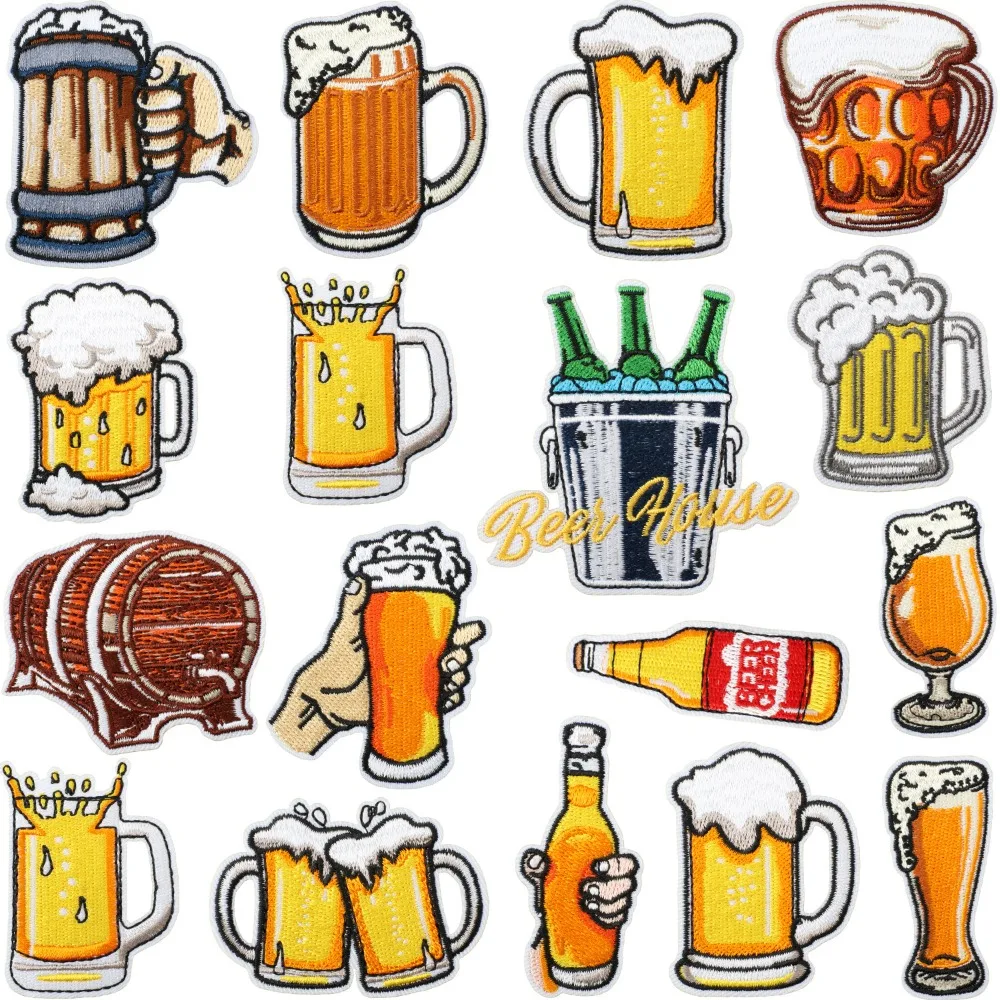 

Carnival Beer Festival Embroidery Patch DIY T-shirt Backpack Iron on Patch Cloth Craft Applique Sticker Sewing Decor Repair
