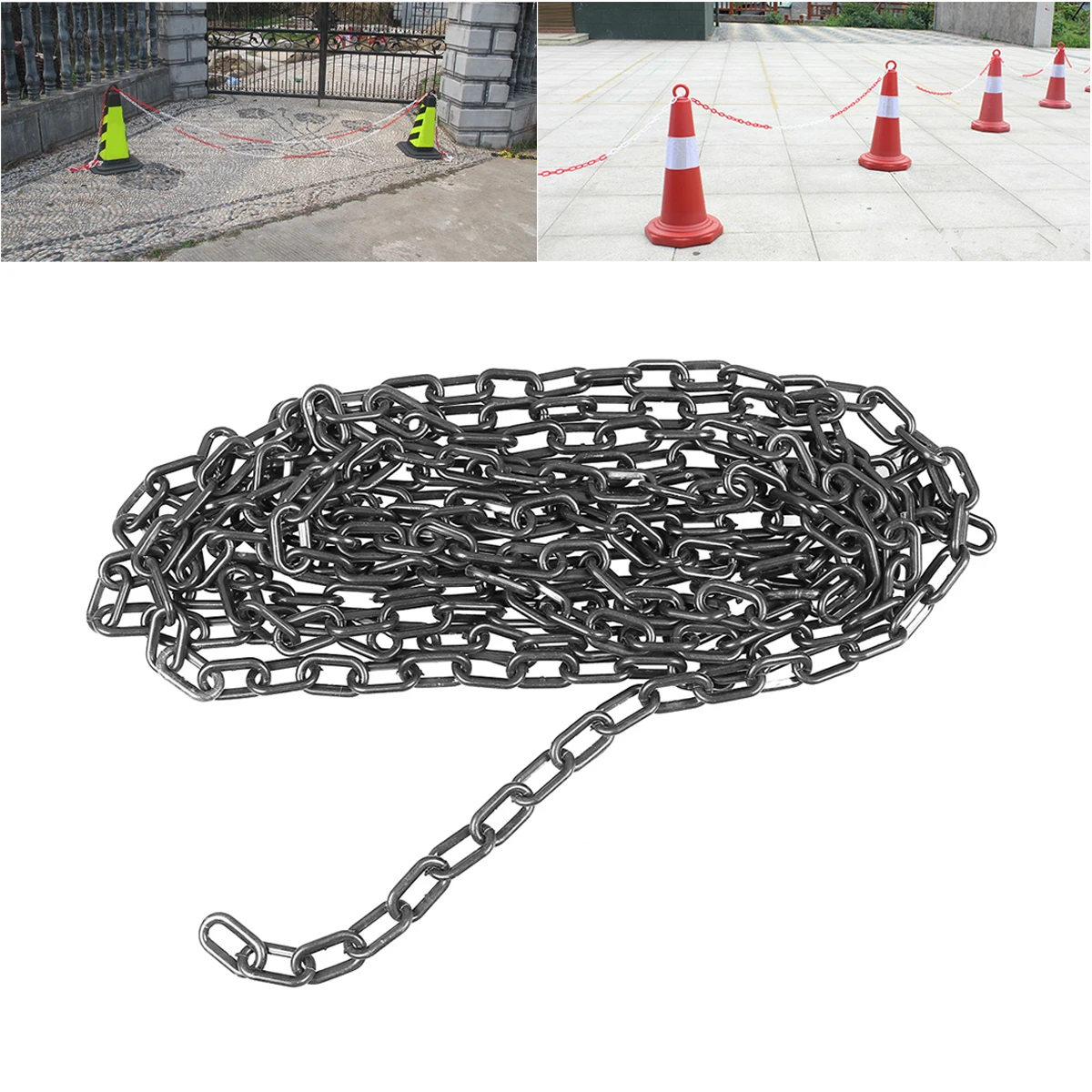 Plastic Chain Safety Cone Hanging Site Barrier Belt Strap Accessories Crowd Control Industrial Use Bright Yellow
