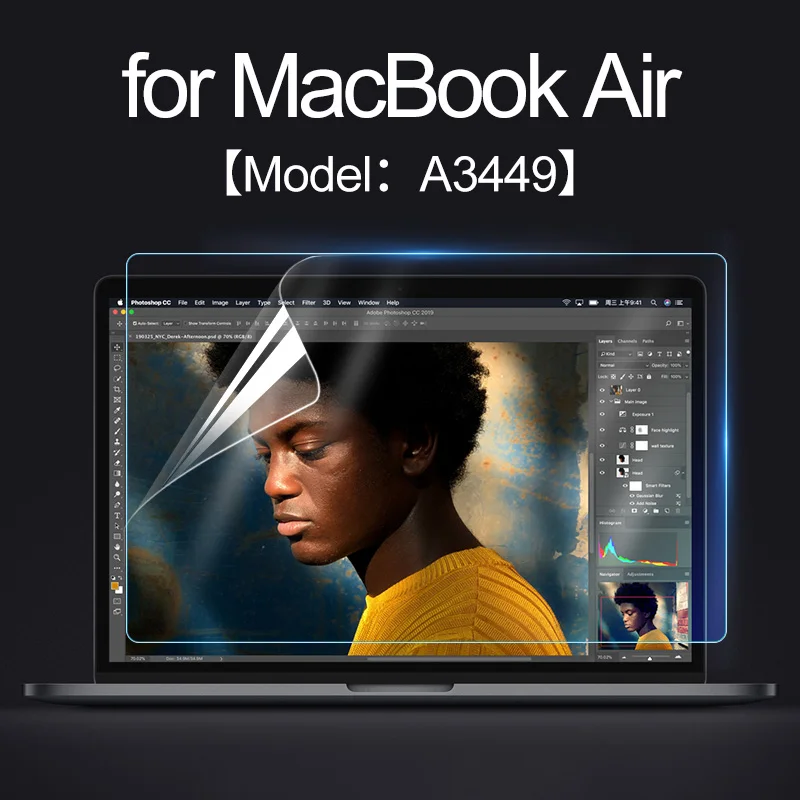 High-definition transparent screen protector for Macbook M5 Air 13-inch laptops, anti-blue light and scratch-resistant, A3449