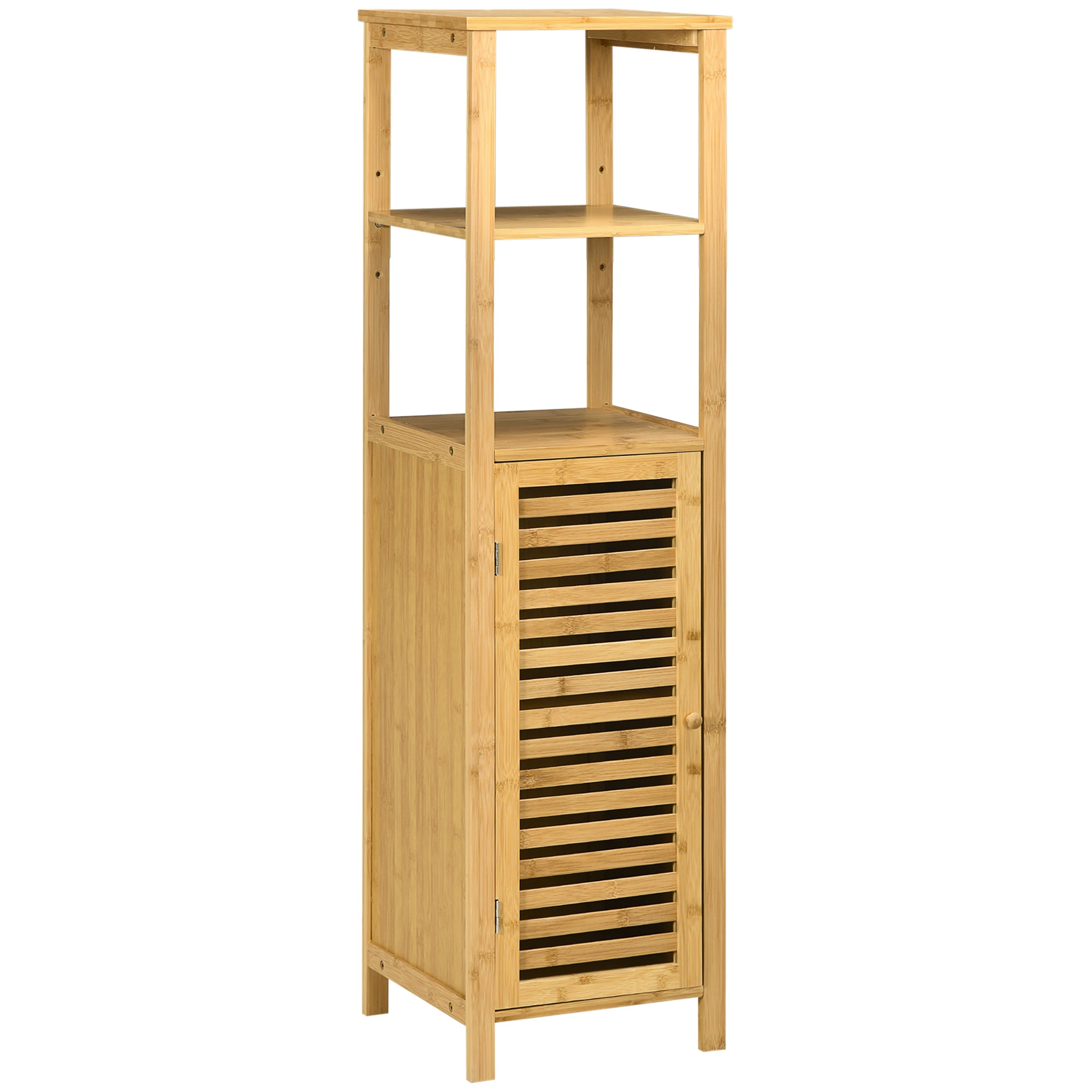 Kleankin bamboo bathroom auxiliary cabinet with 32,9 door x 29,9x120 cm Natural