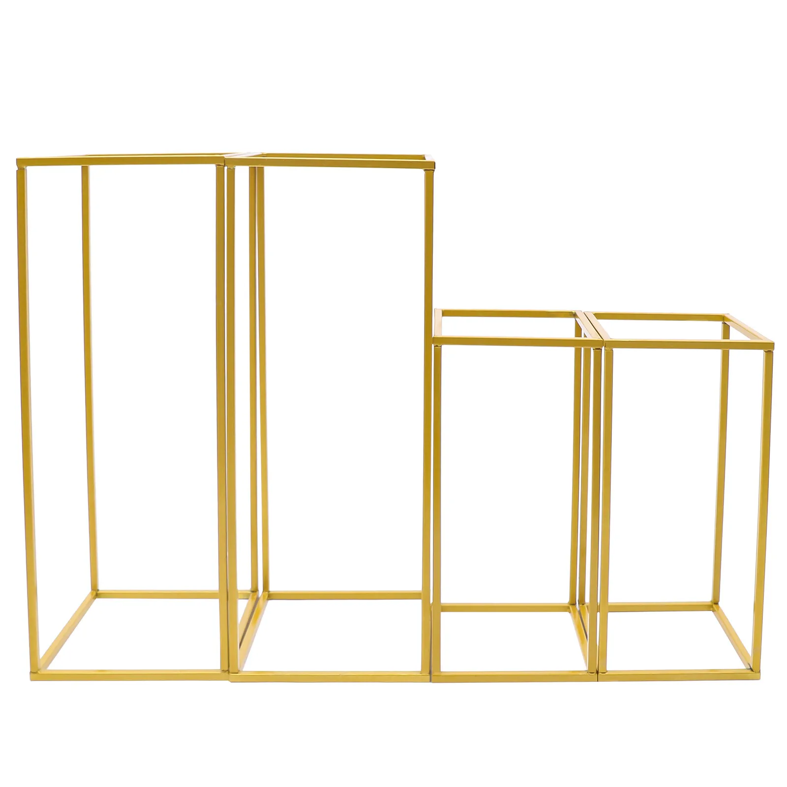 4Gold Rectangle Wedding Flower Stand Portable Flower Holder Flower Rack With Square Base & Smooth Edge