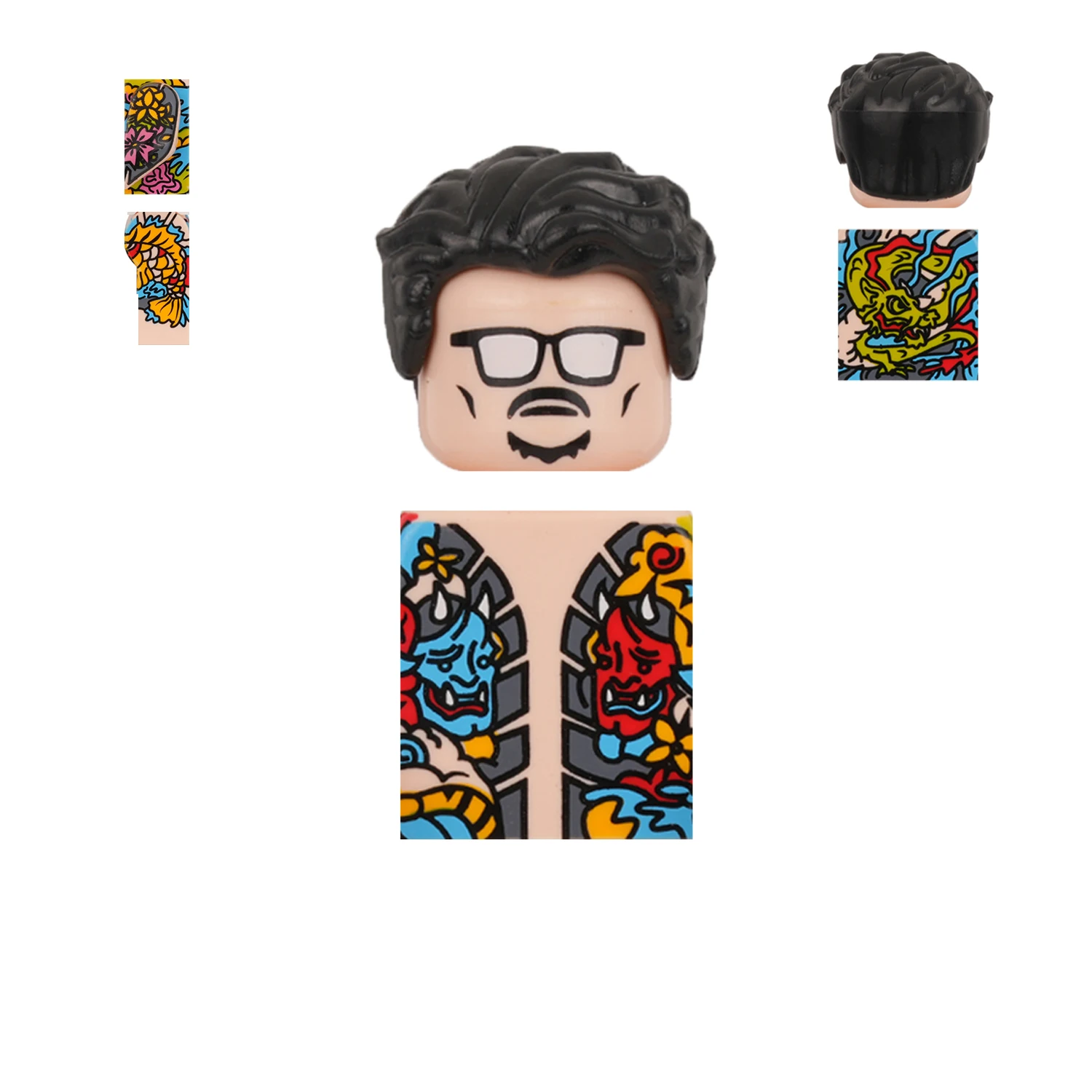 MOC LB02 Tattoo Rich Big Guy figuras, bloques de construcción ensamblados, juguetes para el Día de los niños