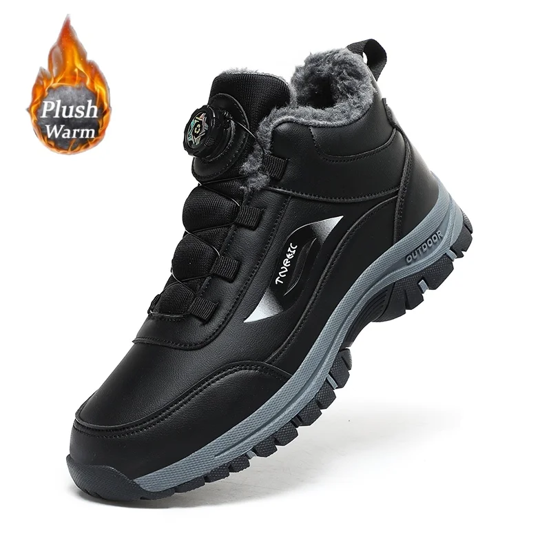 

Winter waterproof snow boots non-slip PU leather padded warm sports shoes fashion wear-resistant outdoor work shoes plus size 48