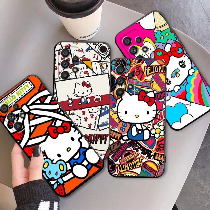 

Sanrio Hello Kitty For Samsung A53 A52 A33 A32 A51 A71 A21S A13 A73 A55 A22 A23 A35 A72 A54 A12 5G Black Funda Phone Case