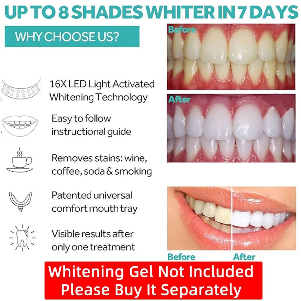 Vaclav طقم إضاءة تبييض الأسنان 16 LED مسرع تبييض الأسنان مصباح ليد صينية الفم تبييض الأسنان محسن ضوء المصباح