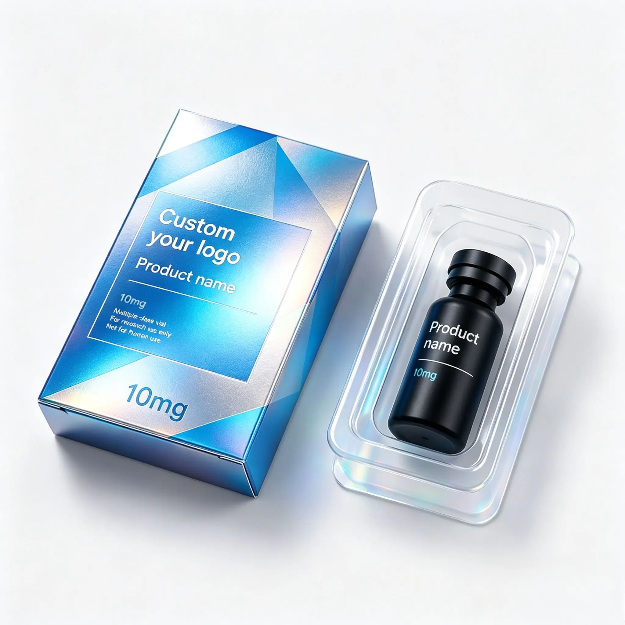 Custom Printed Self-adhesive Vinyl Labels Waterproof Logo Stickers,Full Box Pack Set for Peptide Merchandise