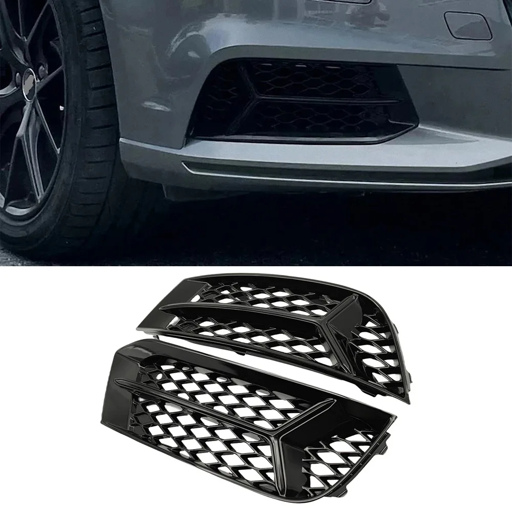 

New A3 S3 Fog Light Grille ABS Glossy Black Honeycomb Fog Light Cover Grill For Audi A3 S3 2016 2017 2018 2019 2020