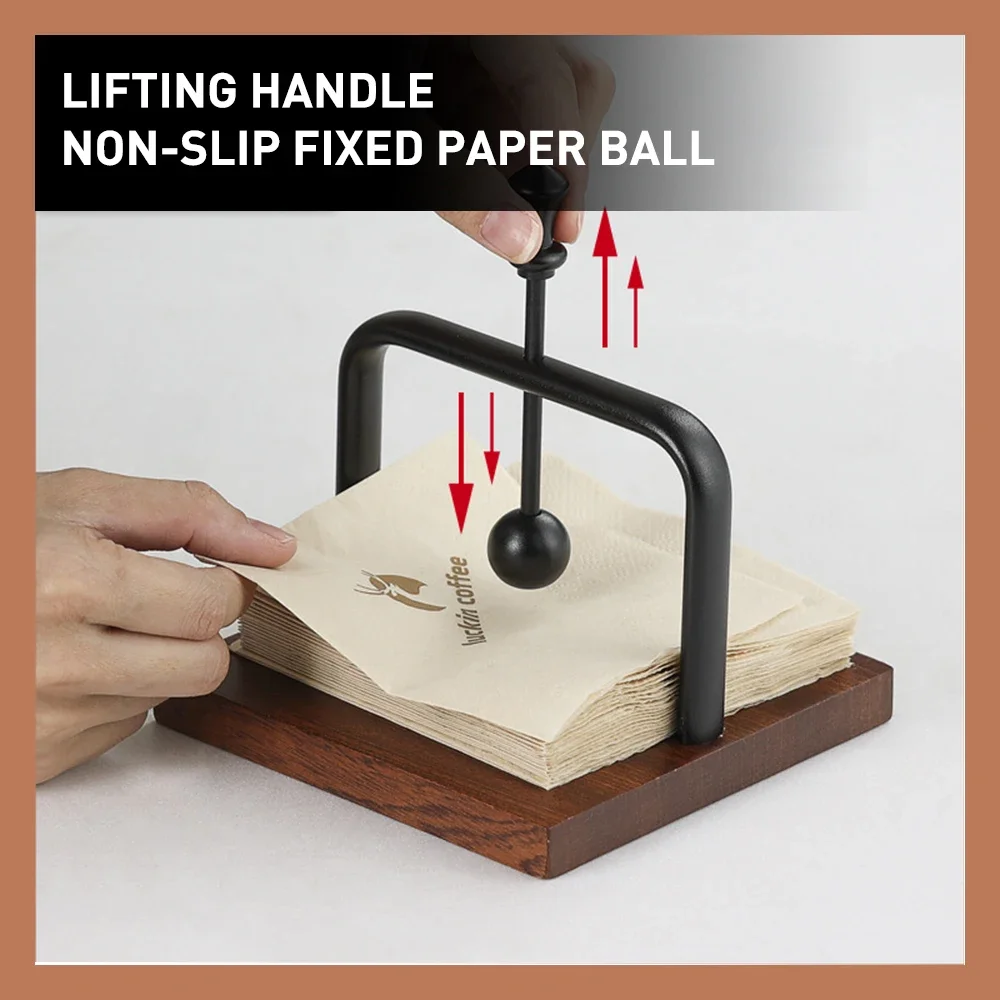 

Cafe Napkin Holder with Square Base,Solid Wood Paper Towel Holders,Napkin Display Rack with Weighted Arm for Countertop