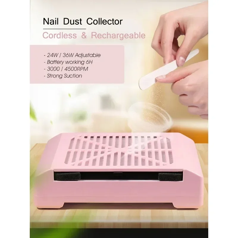 Manicure Machine Suction Cordless Rechargeable Nail Dust Cleaner Vacuum Cleaner