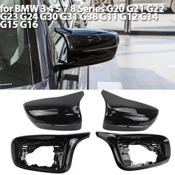 탄소 섬유 패턴 미러 커버 블랙 미러 오버레이, BMW 3 4 5 7 8er G20 G21 G28 G11 G12 G14 G15 G16 G30 G31 G38 G22 LHD용