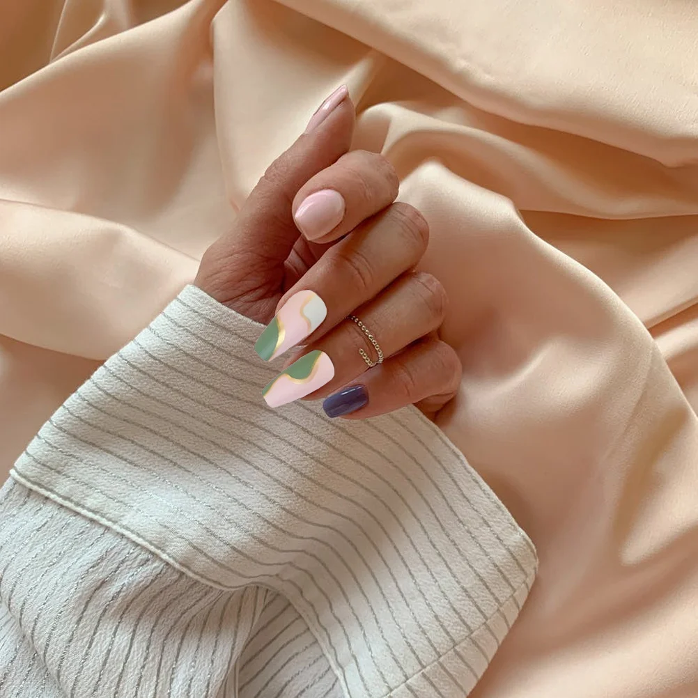 

48 шт., накладные ногти с полным покрытием, стильные яркие цвета, прочный АБС-материал для салона, сделай сам, свадебный выпускной дизайн ногтей