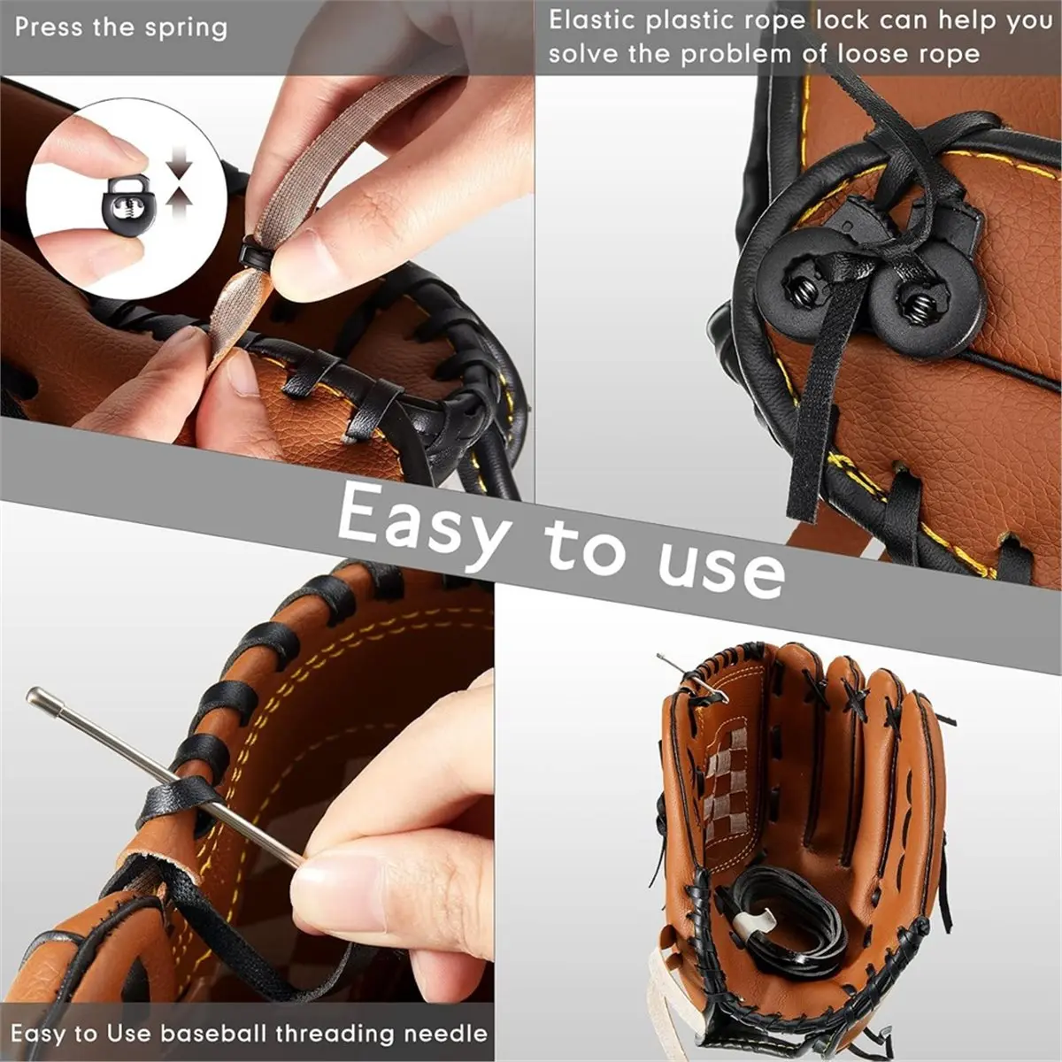 Glove Relacing Kit for Baseball Softball Mitt, Complete Glove Lacing Care and Repair Set with Tools