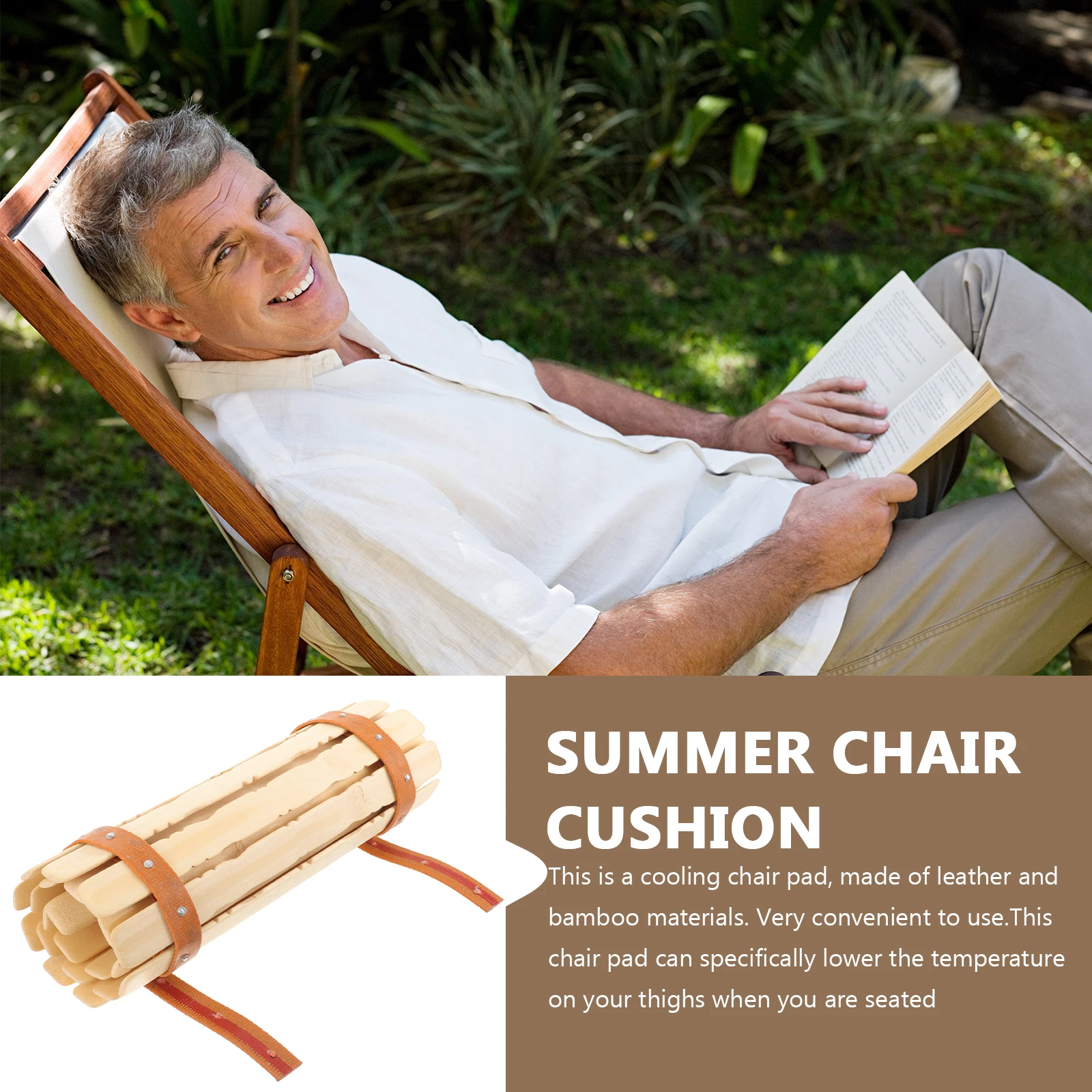 

Bamboo Chair Pad 38cmx89cm Replaceable Seat Surface Accessories Cooling Summer Chair Cushion Washable Bamboo Mat