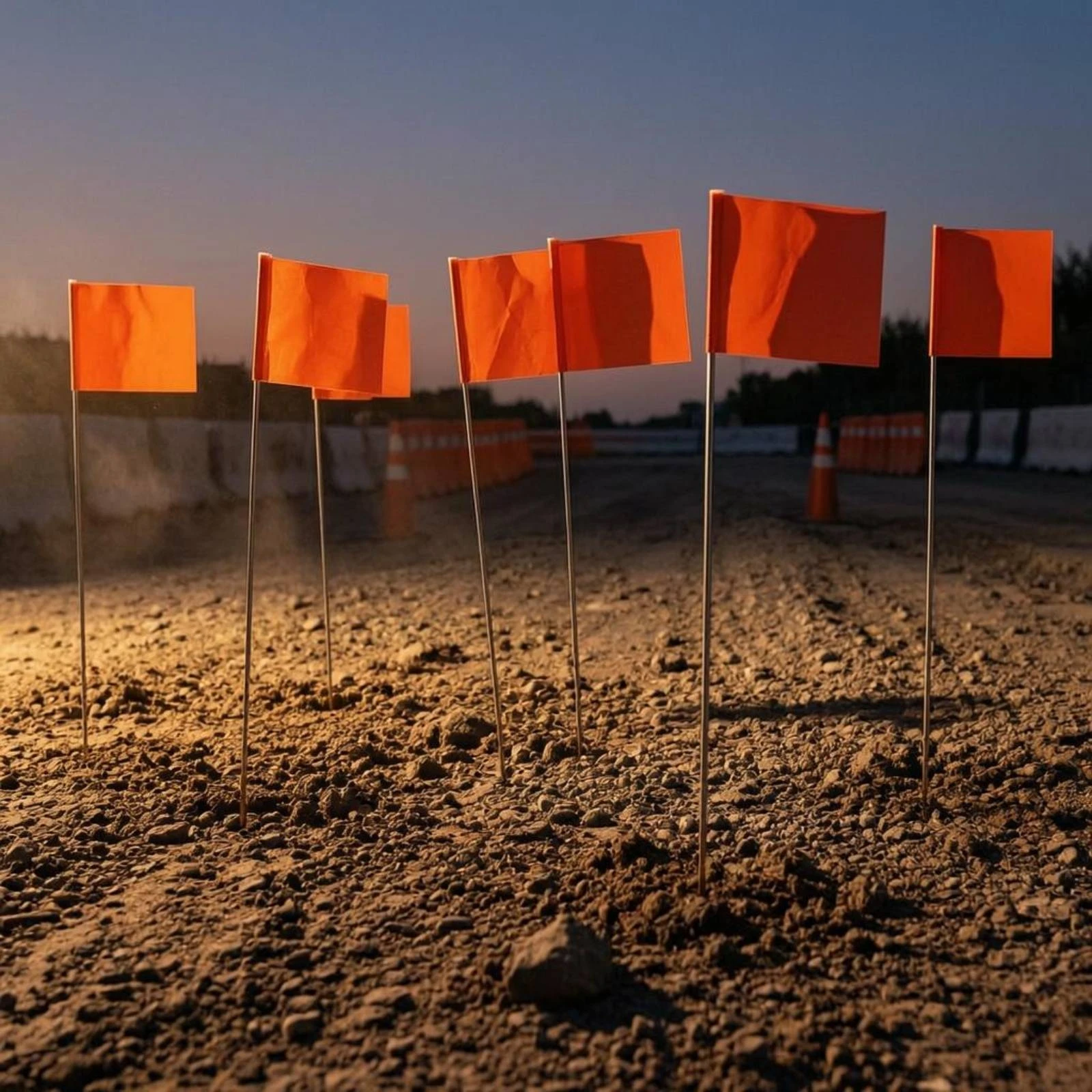 50 Pieces Orange Marking Flag Rectangular Pennant Wire Stake Flag Layout Aid High Visibility Weather Resistant