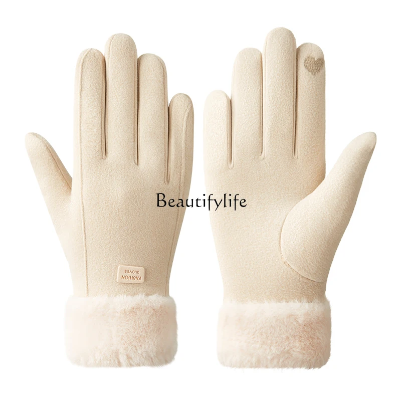 

Gloves Female Winter Girls Riding Battery Car Liner Fleece-lined Thermal and Windproof Waterproof