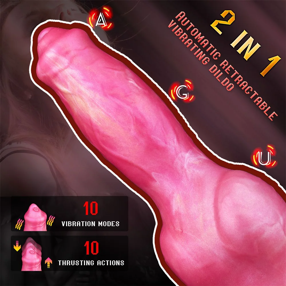 LEZEE Silicone Vibrator Dildo Anal Plug Big Knot Thrusting Telescopic Vibration Penis Strapon Sex Toys For Women Men Masturbator