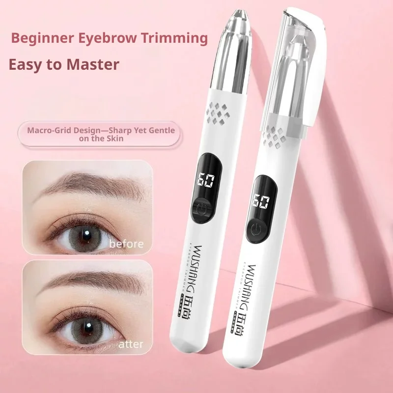 Electric Eyebrow Trimmer for Men and Women Rechargeable Eyebrow Shaper Pen with Safety Guard Precision Dual-Blade Head