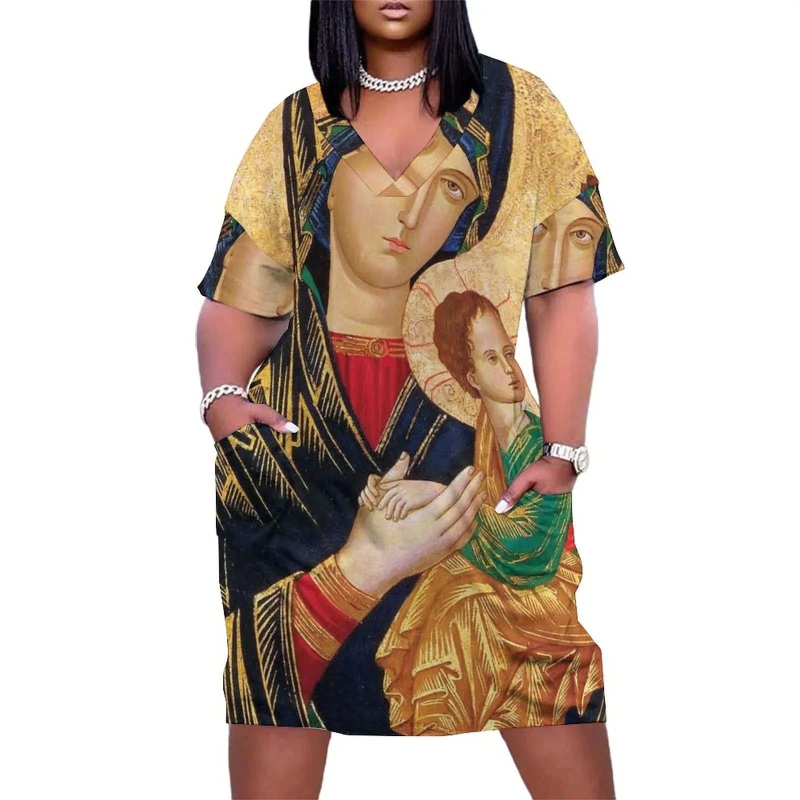 

Icon of Our Lady of Perpetual Help Loose Pocket Dress Women"s clothing women clothes elegant and pretty women"s dresses