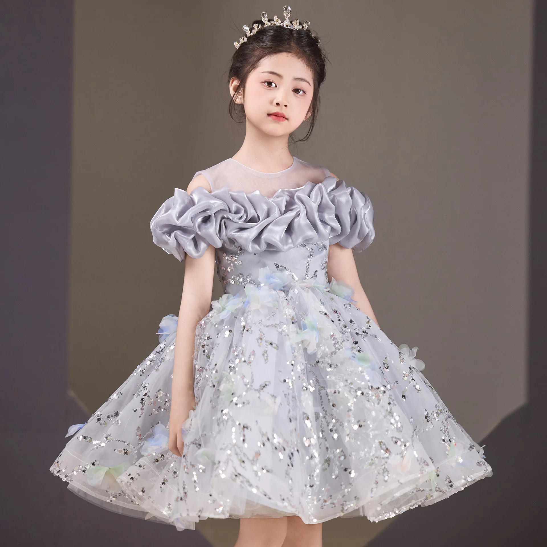 High End Children ELegant Host Piano Performance Princess Ball Gown Girls Fashion Birthday Party Dress y1627