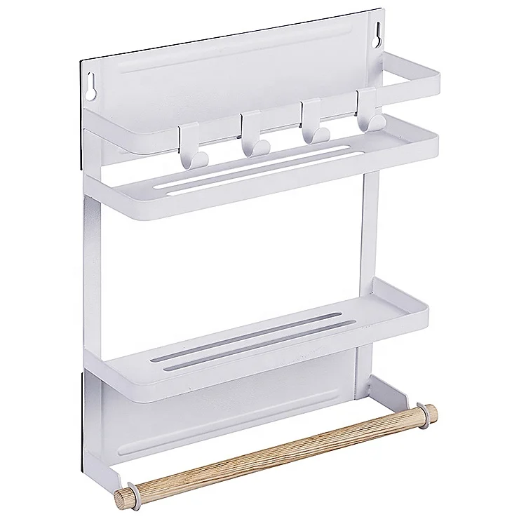 For Medium suspension Strong electromagnetic force Refrigerator shelf Spice rack Wooden metal rack Black and white colors