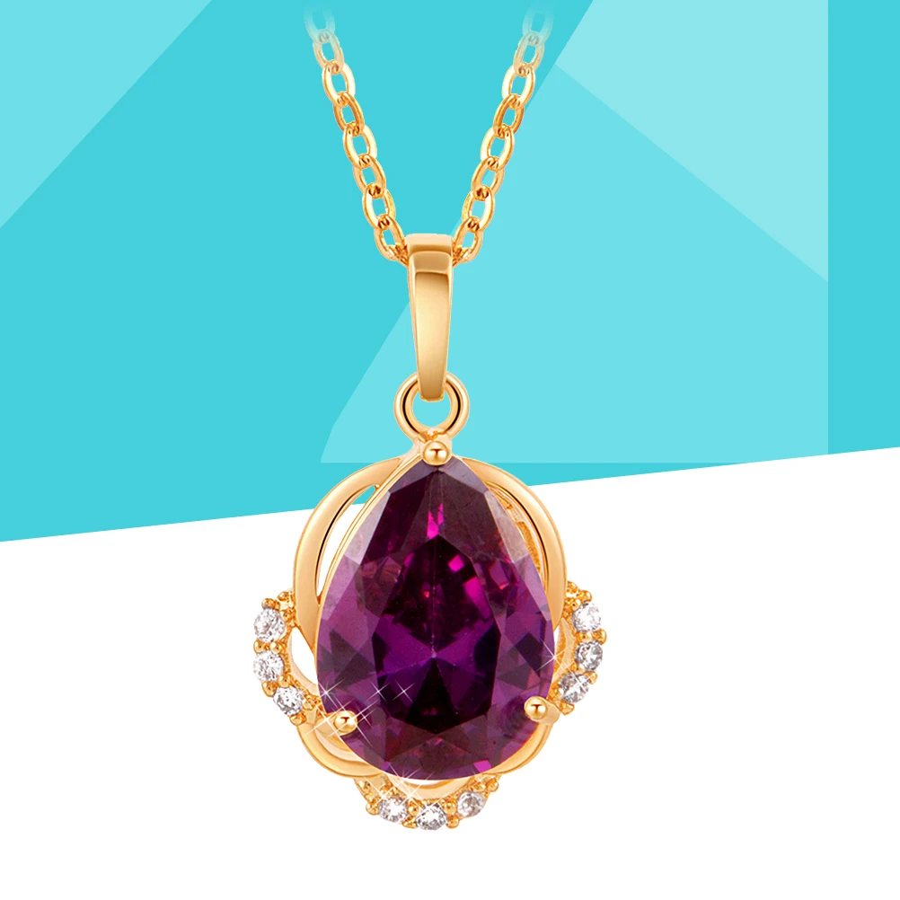 

Large Zircon Jewerlry Gift For Women Pendant 16x12mm Women Jewelry Gift Zircon Necklace Pendant Necklace 44cm Chain Valentine