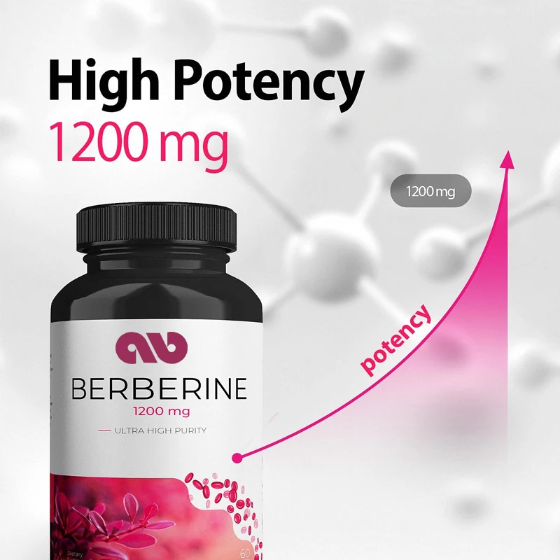 Berberine HCI 1200mg-supporta il metabolismo del glucosio-sistema immunitario, cardiovascolare, non GMO-60 capsule