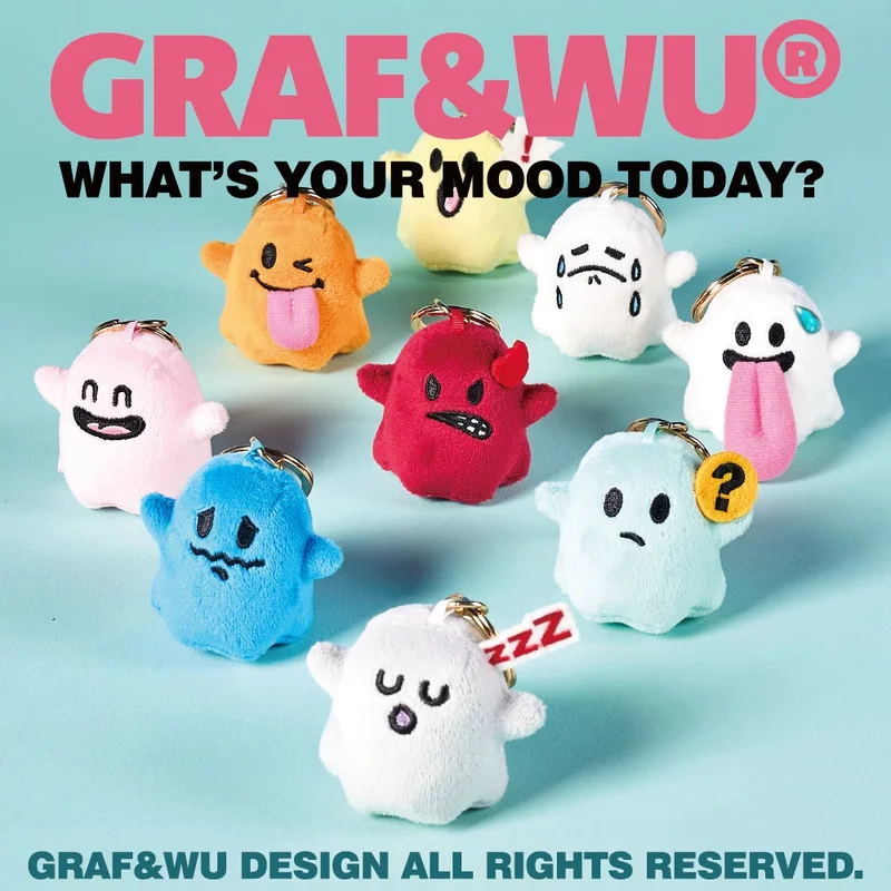 Série What'S The Mood pour les tout-petits, nouvelle Version Mini, en Stock, jouets en peluche fantôme mignon, porte-clés, pendentif de sac à dos, cadeaux pour garçons